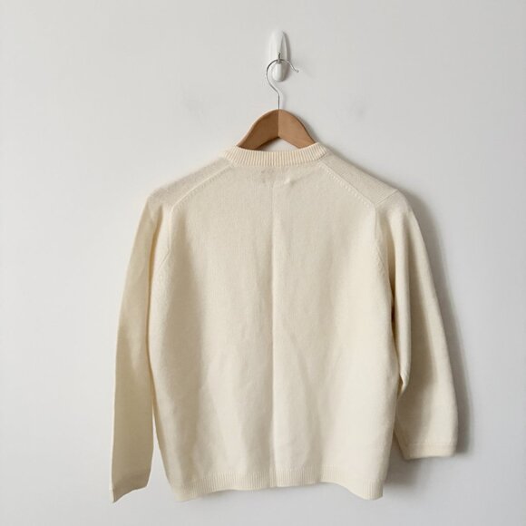 Simpson Piccadilly by Ballantyne 100% Cashmere Vintage Cardigan Cream White - Picture 4 of 5